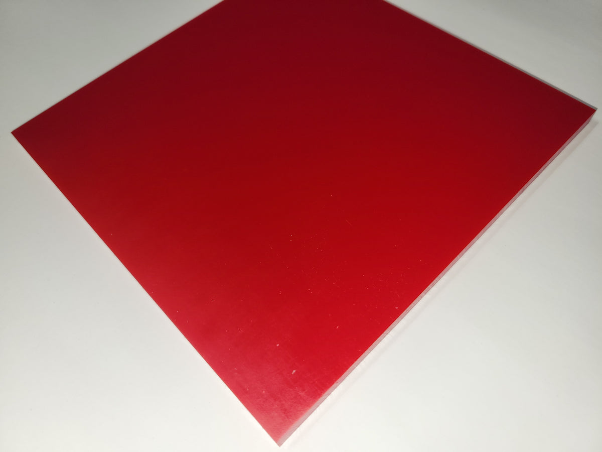 1/4" x 6" x 6" 95 A Durometer, Red, Polyurethane Sheet, Precision Cast