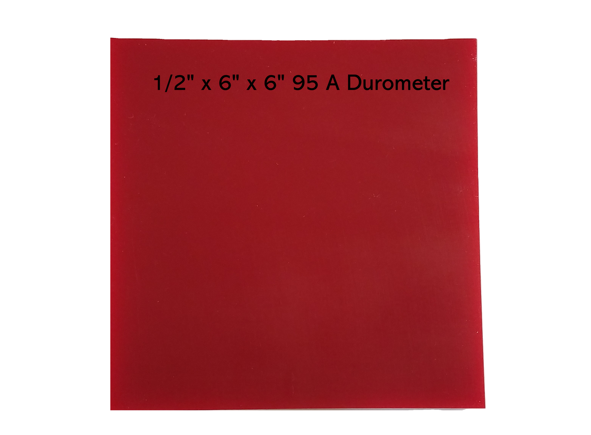 1/2" x 6" x 6" 95 A Durometer, Red, Polyurethane Sheet, Precision Cast
