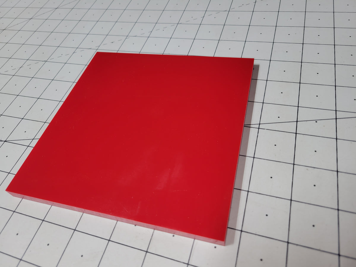 3/8" x 6" x 6" 95 A Durometer, Red, Polyurethane Sheet, Precision Cast